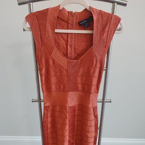 FRENCH CONNECTION Size 2 Women's Sleeveless Above Knee Body Bodycon Dress Copper